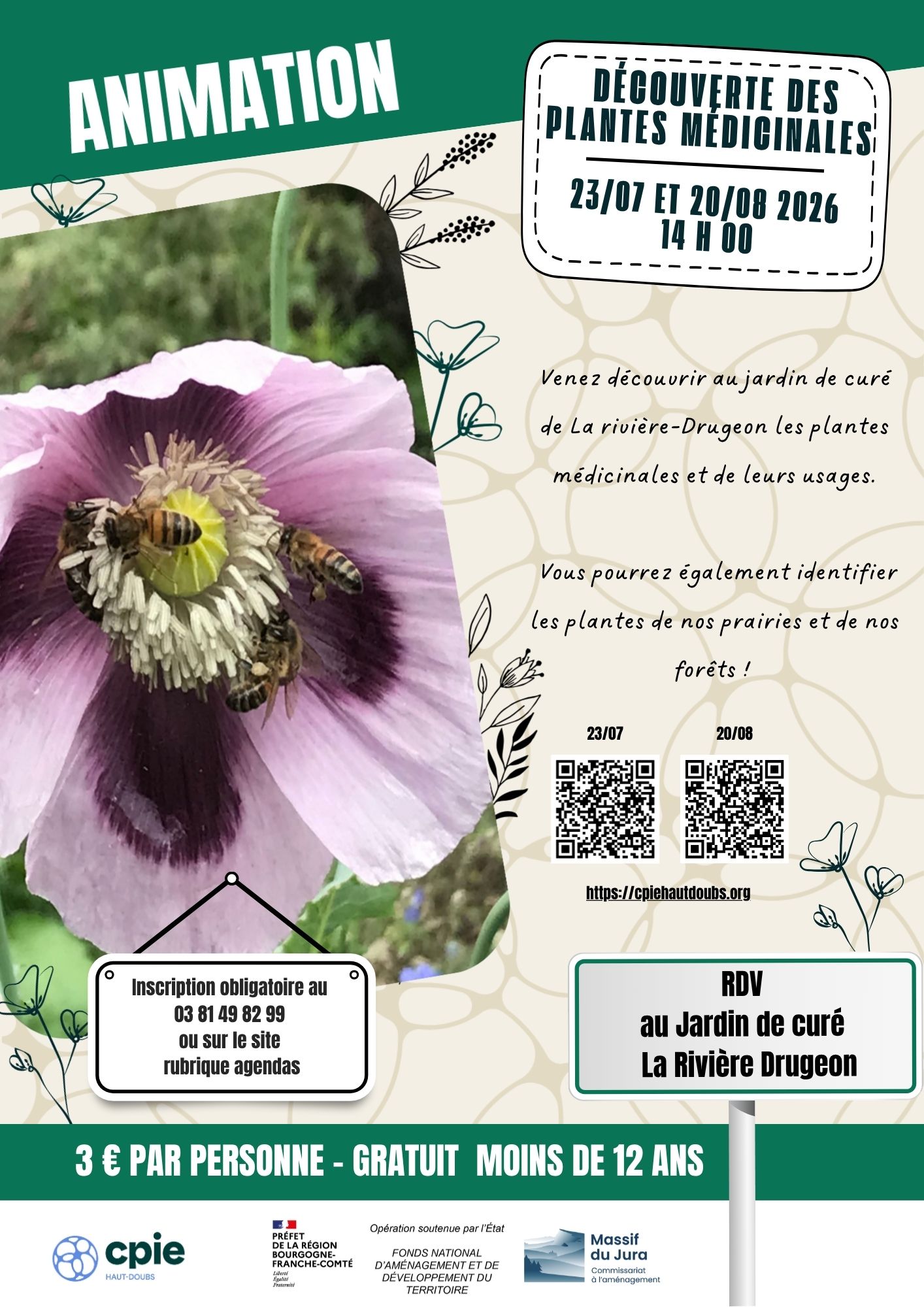Affiche découverte des plantes médicinales 23/07 - 20/08